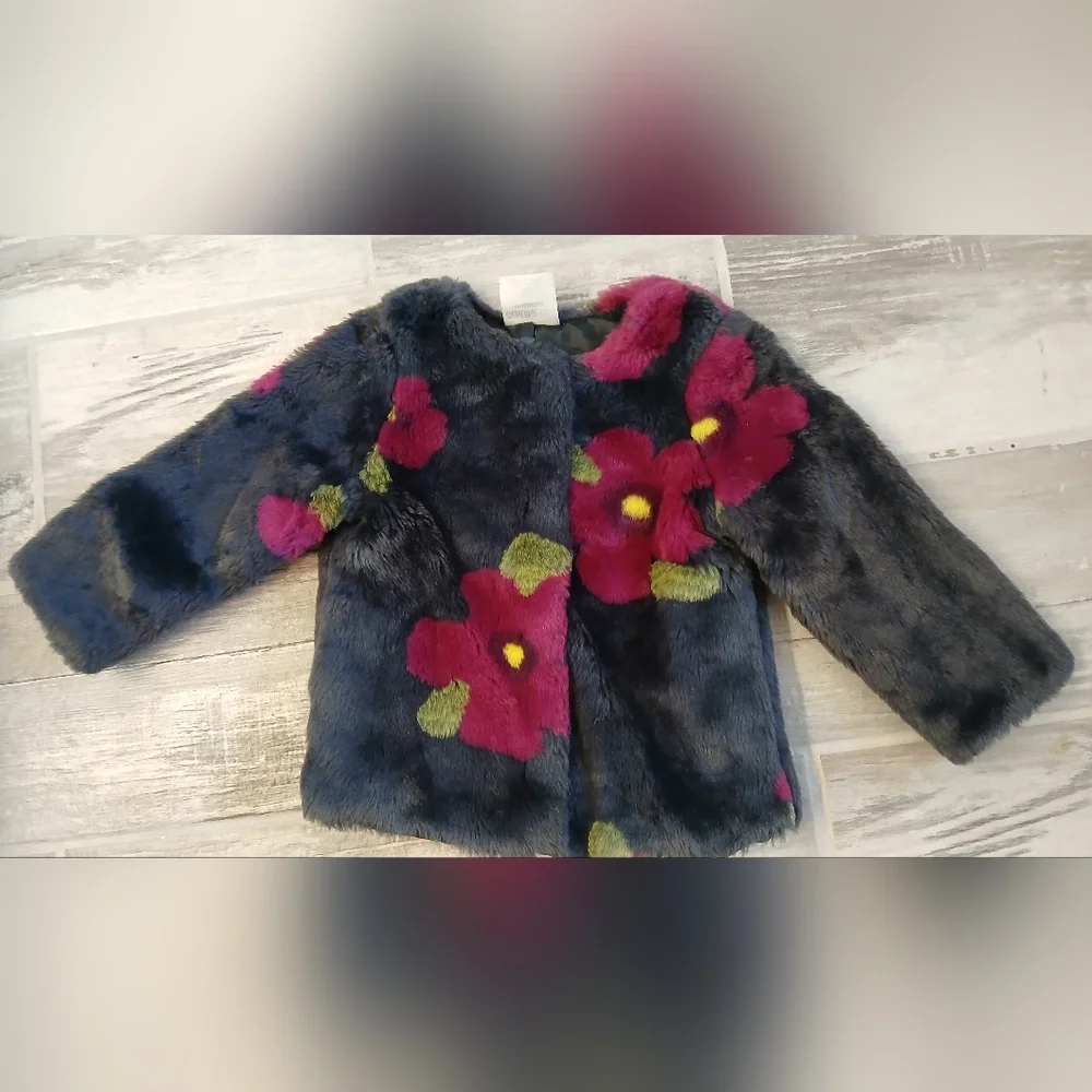 Genuine Kids from OshKosh Faux Fur Floral Jacket – Size 2T